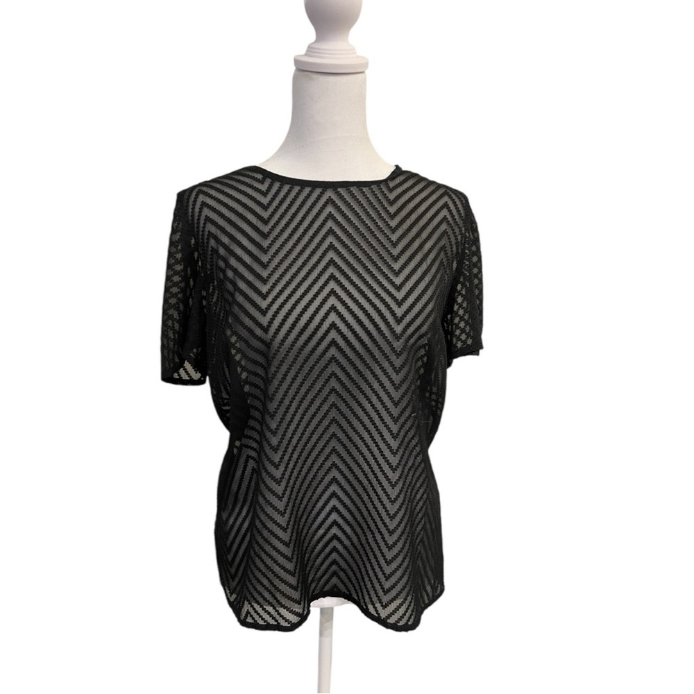 Black Sheer Chevron Top